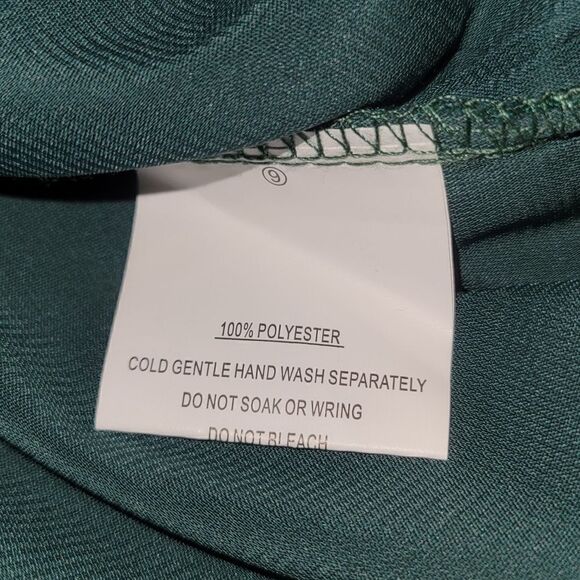 Selfie Leslie IRELAND SILKY ANGEL SLEEVE FAUX WRAP DRESS JADE M - Picture 11 of 13